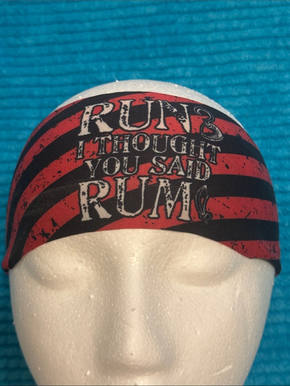 Red and Black Striped Headband - 'Run? I Thought You Said Rum' 3" by Bondi Band